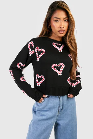 Boohoo Kort Jultröja Med Hjärtan