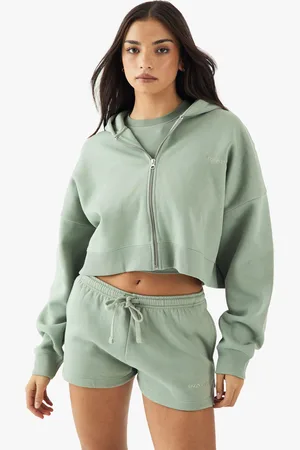 Boohoo Dsgn Studio Kort Hoodie Med Dragkedja Och Brodyr
