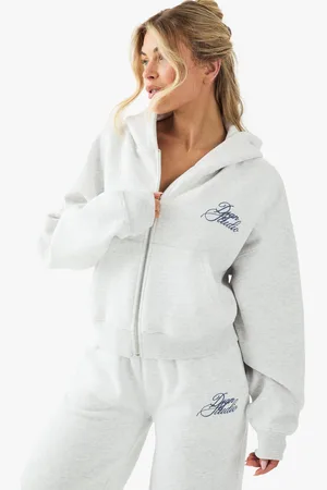 Boohoo Dsgn Studio Boxig Kort Hoodie Med Dragkedja