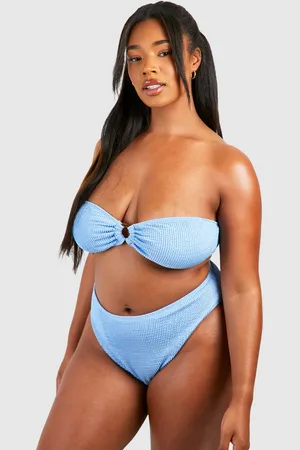 Boohoo Plus Bandeaubikini Med Struktur Och Hög Midja