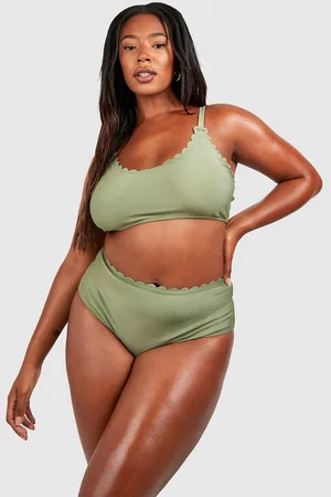 Boohoo Plus Mixa & Matcha Bikiniöverdel Med Vågig Kant