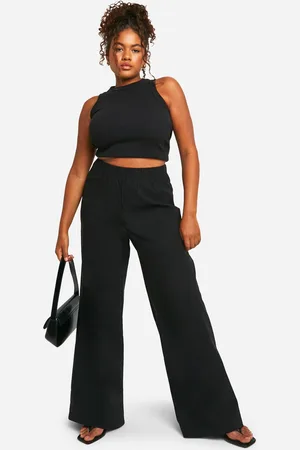 Boohoo Plus Vida Byxor I Vävt Tyg Med Stretch