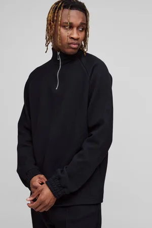 Boohoo Tall Sweatshirt I Jacquardväv Med Raglanärm Och Kort Dragkedja