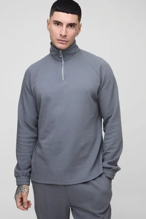 Boohoo Plus Sweatshirt I Jacquardväv Med Raglanärm Och Kort Dragkedja