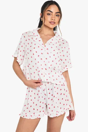 Boohoo Mönstrad Cleesecloth Skjorta Och Pajamasshorts