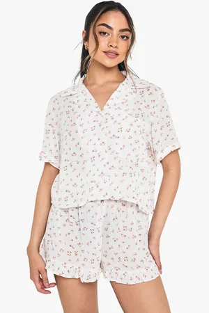Boohoo Blommig Skjorta Och Pajamasshorts