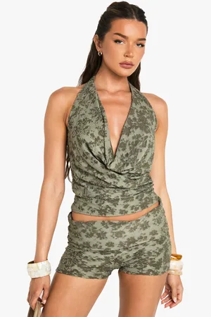 Boohoo Blommig Kort Shorts Med Vikt Midjeband