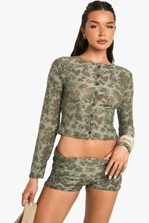 Boohoo Blommig Långärmad Topp Med Knappar