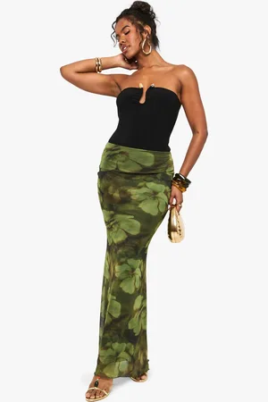 Boohoo Blommig Maxikjol I Mesh