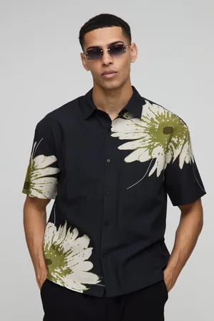 Boohoo Oversize Blommig Skjorta I Linneimitation