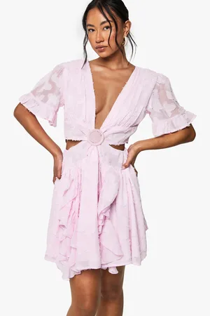 Boohoo Blommig Klänning Med Vid Ärm