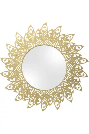 Leitmotiv Mirror Peacock Feathers Steel Gold Home Furniture Mirrors Wall Mirrors Guld