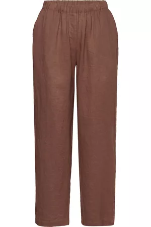 3464 - Pluga Trousers Linen Trousers Brun SAND