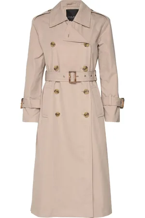 Sand Kvinna Trenchcoats - 7456 W - Flaka Trench Coat Rock Brun