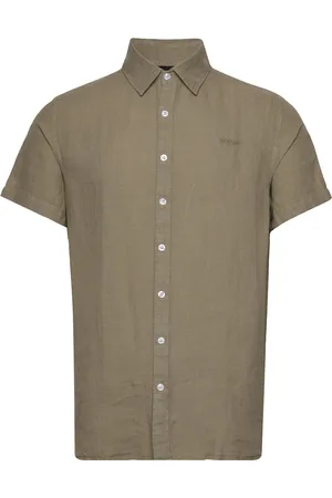 SEBAGO Linen Shirt Short Sleeve Khaki Green