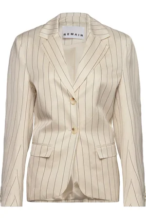 REMAIN Birger Christensen Drapy Striped Blazer Kräm