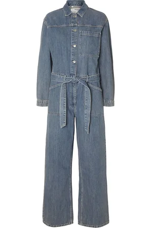 SELECTED Slfmarley Ls Mid Blue Denim Jumpsuit