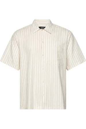Mads Norgaard Cotton Linen Mateo Stripe Shirt Ss Kräm