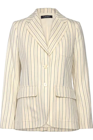 Ralph Lauren Striped Cotton-Blend Blazer Kräm