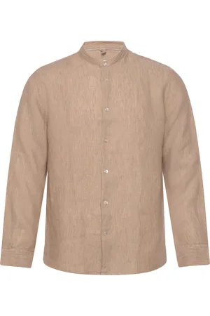 MANGO 100% Linen Mao Collar Shirt