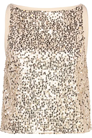 ROTATE Net Sequins Boatneck Top