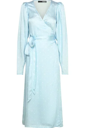 ROTATE Textured Midi Wrap Dress