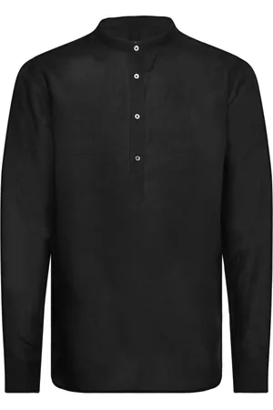 MANGO Regular-Fit Linen Shirt With Mao Collar