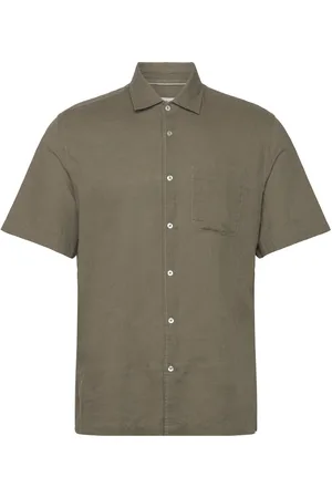 MANGO Regular-Fit Linen Shirt With Pocket Khaki Green