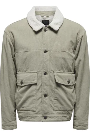 Only & Sons Onsharvey Corduroy Mix Jacket Otw Khaki Green