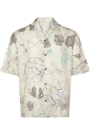 MANGO Flowy Floral Print Shirt Kräm