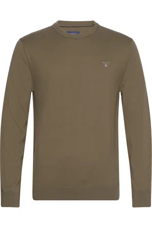 GANT Cotton C-Neck Khaki Green