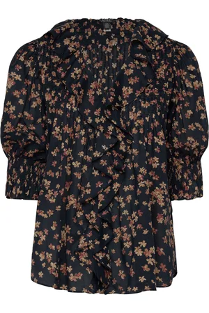 Ralph Lauren Floral Cotton Voile Puff-Sleeve Blouse