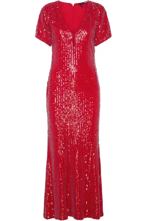 ROTATE Sequins Midi V-Neck Dress