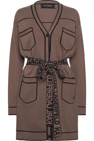 Karl Lagerfeld Branded Belted Cardigan