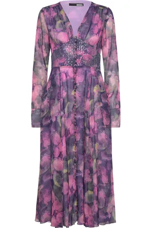 ROTATE Printed Ls Midi Dress