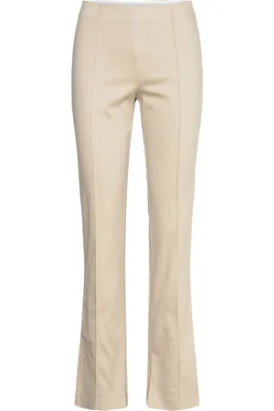 Monki Regular Waist Press Crease Trousers Kräm