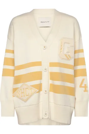 GANT Varsity V-Neck Cardigan Kräm