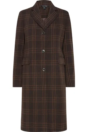 Ralph Lauren Plaid Wool-Blend Reefer Coat