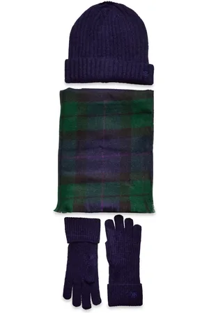 Ralph Lauren Plaid Scarf, Gloves, & Beanie Set