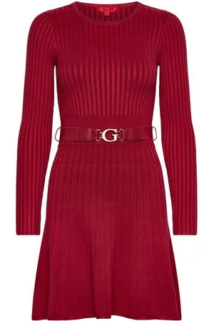 Guess Ls Rib Pleated Paige Swtr Drs