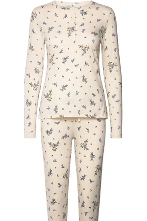 Lindex Henley Pyjama Aop Kräm