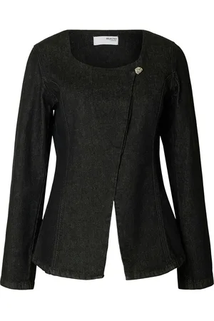SELECTED Slfcora U-Neck Fitted Denim Blazer