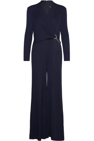 Ralph Lauren Chain-Trim Jersey Surplice Jumpsuit