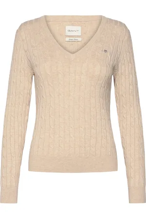 GANT Stretch Cotton Cable V-Neck