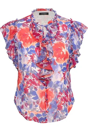 Ralph Lauren Floral Ruffle-Trim Georgette Blouse Multi/patterned