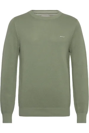 GANT Cotton Pique C-Neck Khaki Green