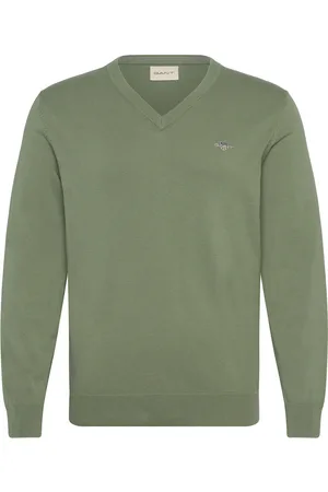 GANT Classic Cotton V-Neck Khaki Green