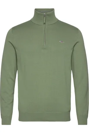 GANT Classic Cotton Half Zip Khaki Green