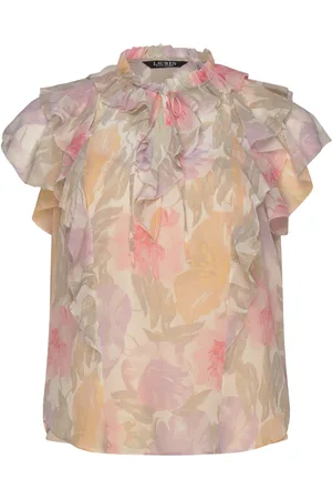 Ralph Lauren Floral Ruffle-Trim Georgette Blouse