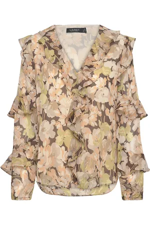 Ralph Lauren Floral Ruffle-Trim Georgette Blouse
